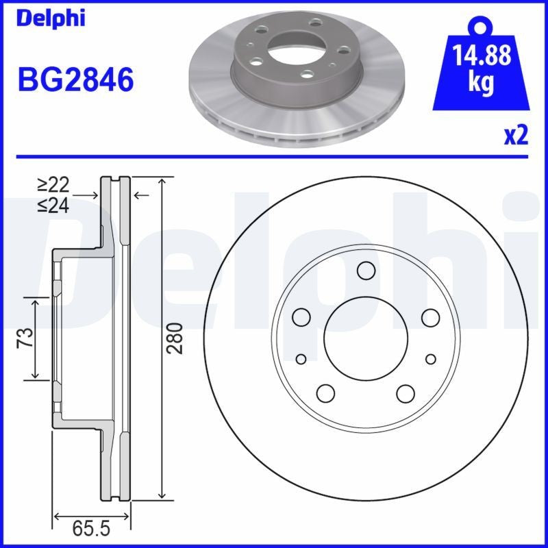 Delphi BG2846 Fren Diski Ön 2 Adet
