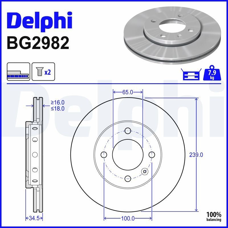Delphi BG2982 Fren Diski Ön 2 Adet