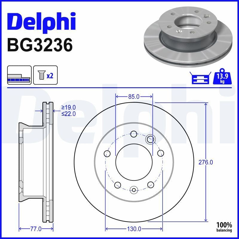 Delphi BG3236 Fren Diski Ön 2 Adet