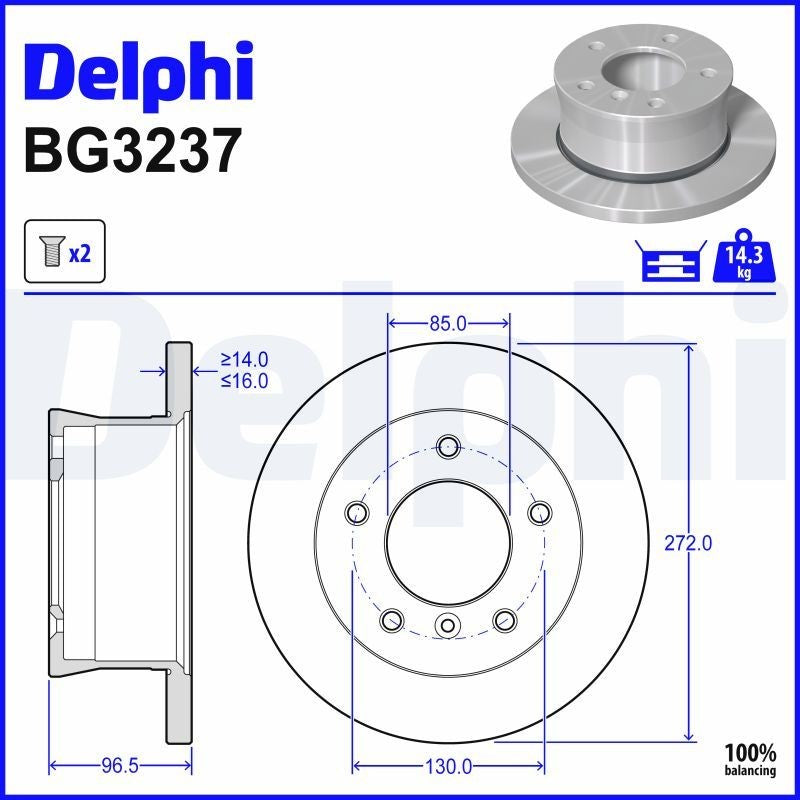 Delphi BG3237 Fren Diski Arka 2 Adet