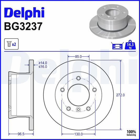 Delphi BG3237 Fren Diski Arka 2 Adet