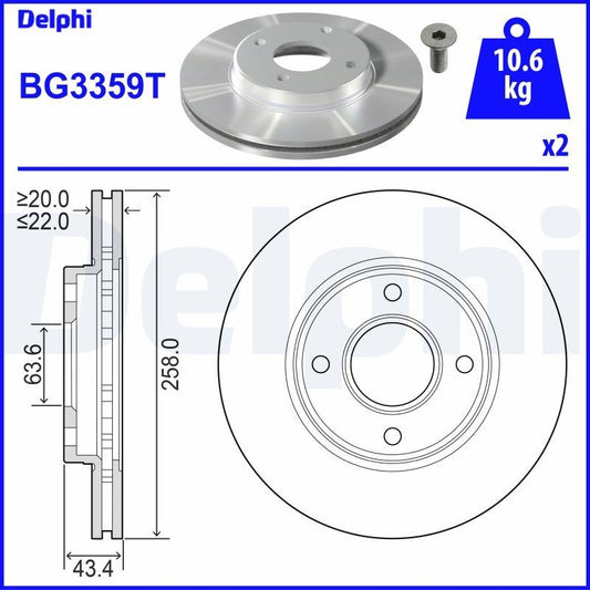 Delphi BG3359T Fren Diski Ön 2 Adet