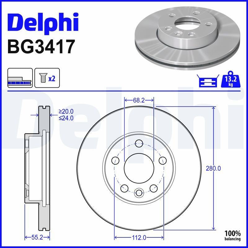 Delphi BG3417 Fren Diski Ön 2 Adet