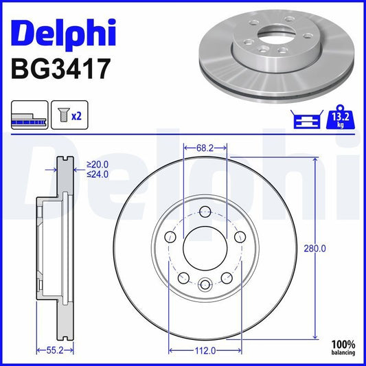 Delphi BG3417 Fren Diski Ön 2 Adet