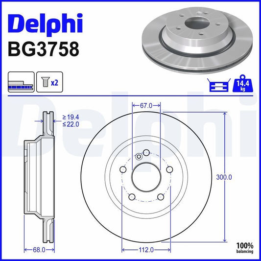 Delphi BG3758 Fren Diski Arka 2 Adet
