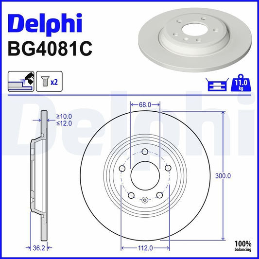 Delphi BG4081C Fren Diski Arka 2 Adet