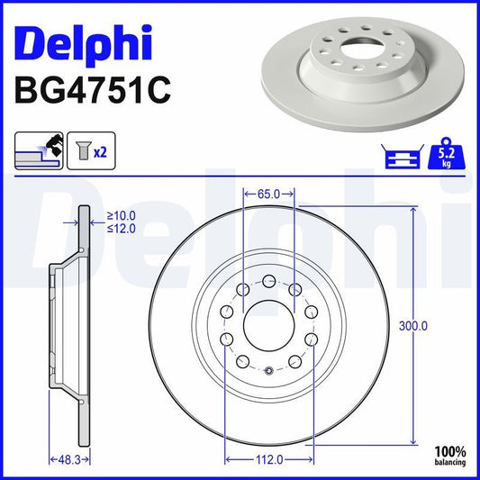 Delphi BG4751C Fren Diski Arka 2 Adet