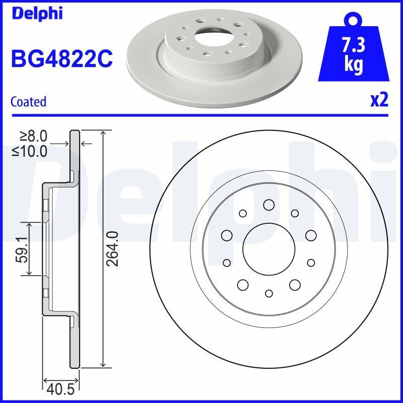Delphi BG4822C Fren Diski Arka 2 Adet