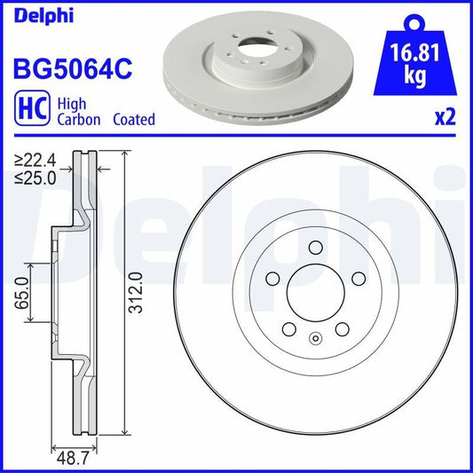 Delphi BG5064C Fren Diski Ön 2 Adet