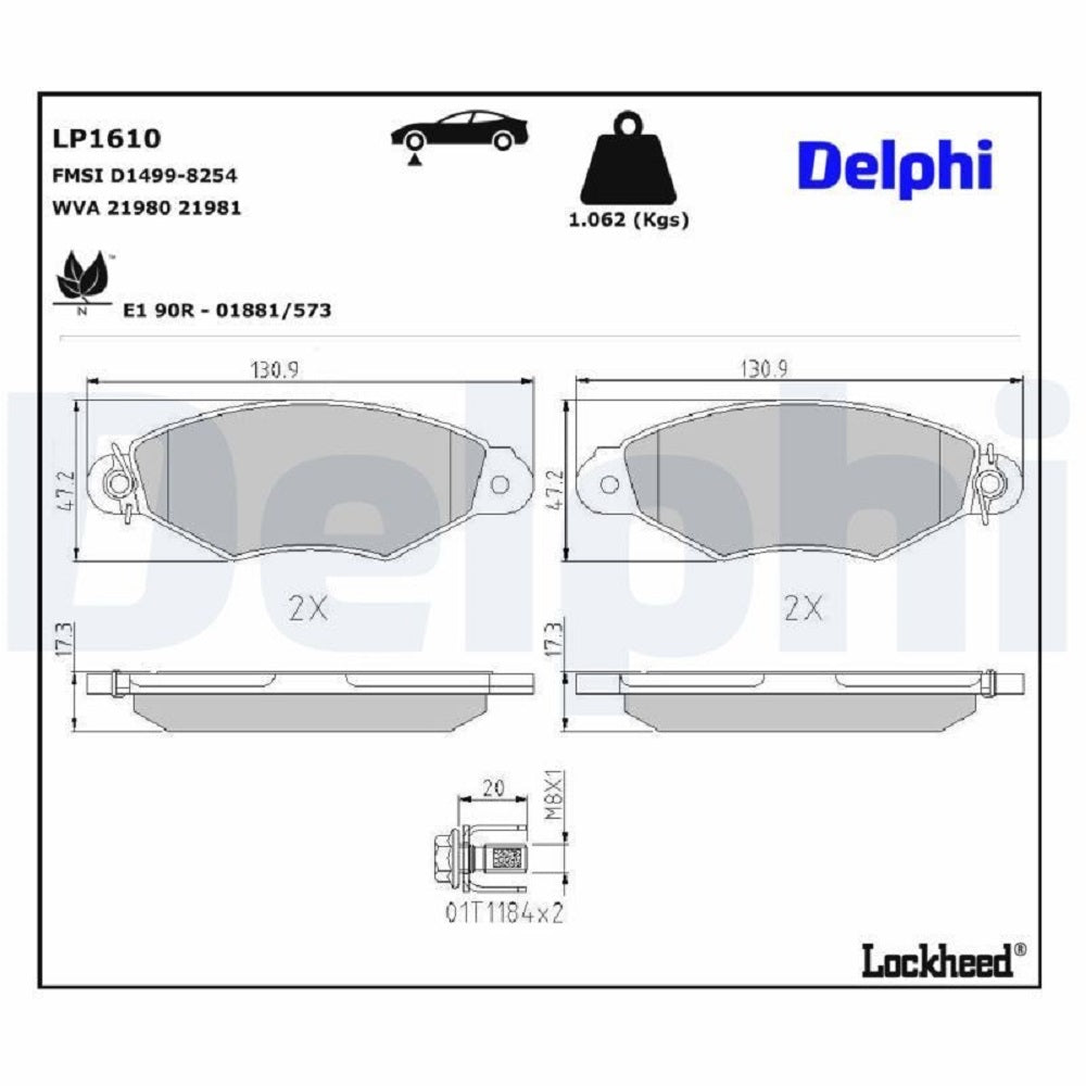 Renault Kangoo I 1.5 dci 12/2001 - 48 kW Diskli fren balatası seti; arka