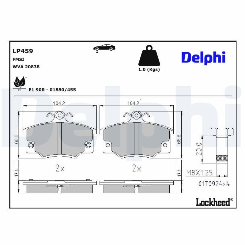 Delphi LP459 Fren Pabuçları Ön Takım