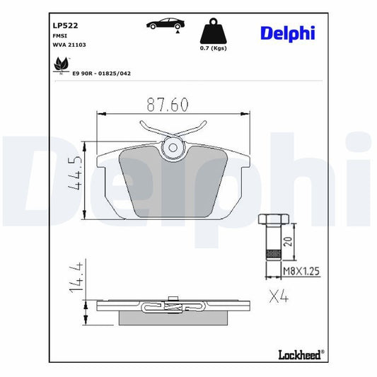 Delphi LP522 Fren Pabuçları Arka Takım