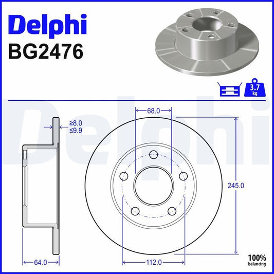 Delphi BG2746 Fren Diski Arka 2 Adet