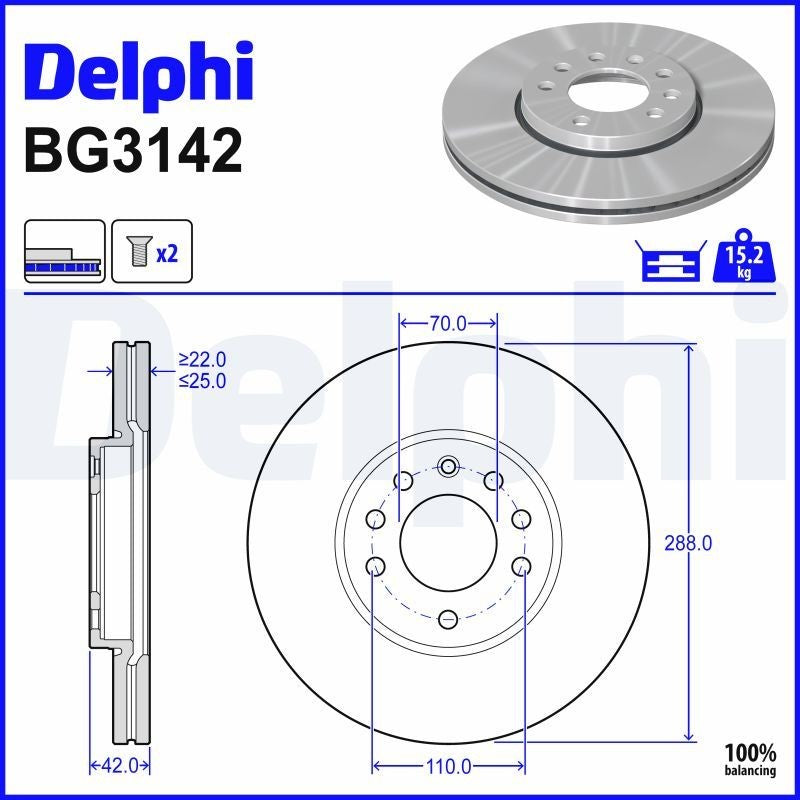 Delphi BG3142 Fren Diski Ön 2 Adet