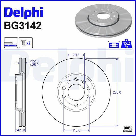 Delphi BG3142 Fren Diski Ön 2 Adet