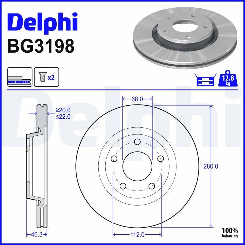Delphi BG3198 Fren Diski 2 Adet