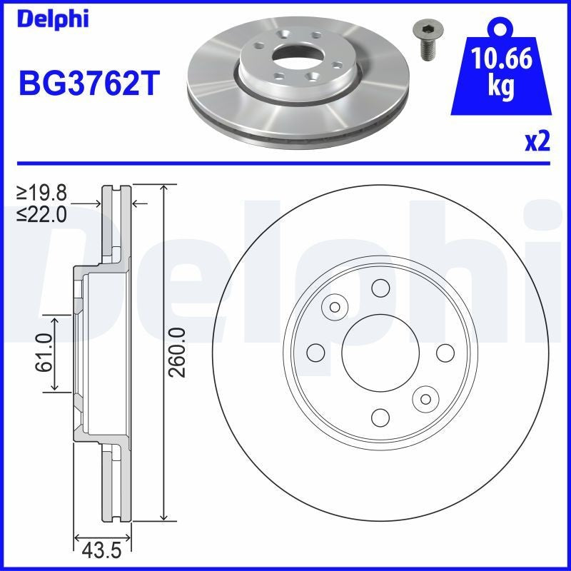 Delphi BG3762T Fren Diski Ön 2 Adet