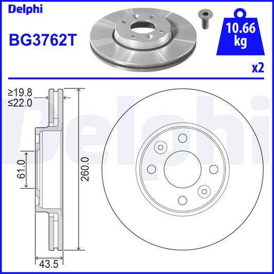 Delphi BG3762T Fren Diski Ön 2 Adet