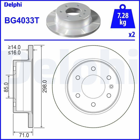 Delphi BG4033T Fren Diski Arka 2 Adet