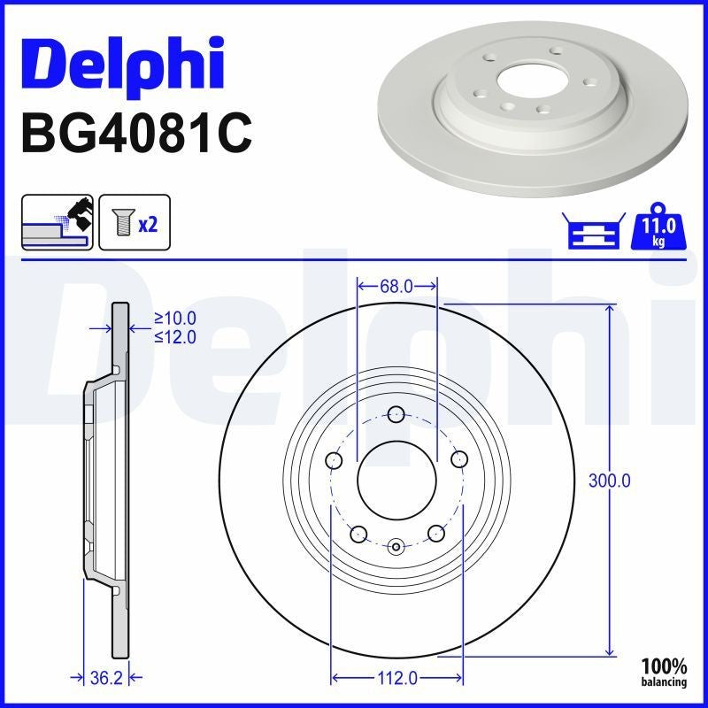 Delphi BG4081C Fren Diski Arka 2 Adet