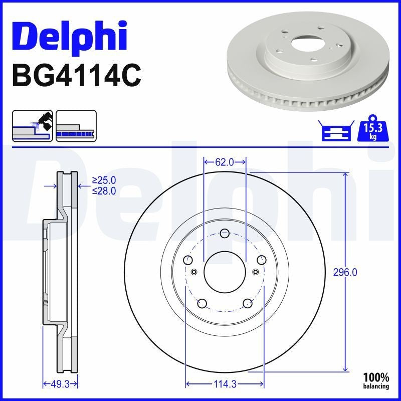 Delphi BG4114C Fren Diski Ön 2 Adet