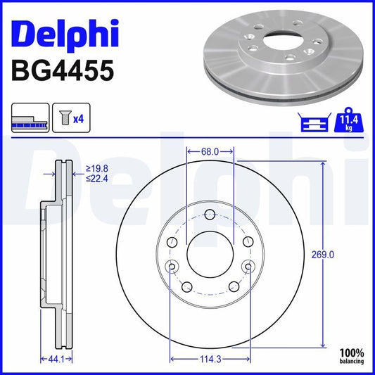 Delphi BG4455 Fren Diski Ön 2 Adet
