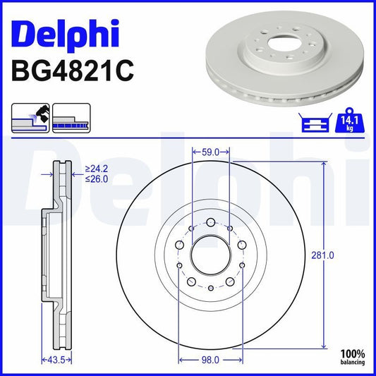 Delphi BG4821C Fren Diski Ön 2 Adet
