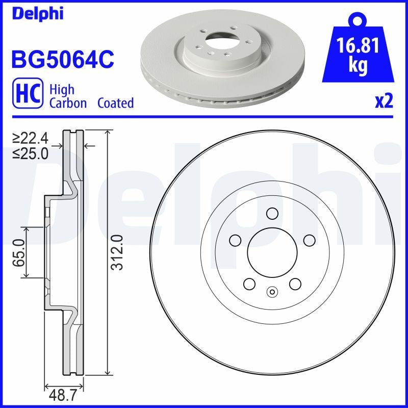 Delphi BG5064C Fren Diski Ön 2 Adet