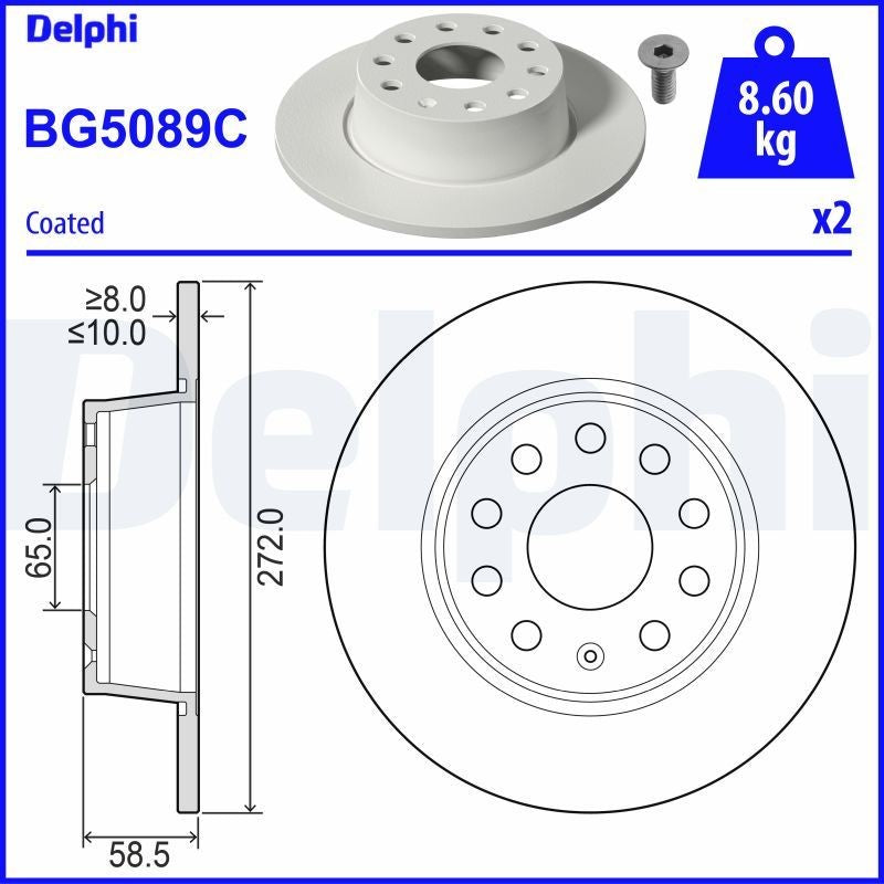 Delphi BG5089C Fren Diski Arka 2 Adet