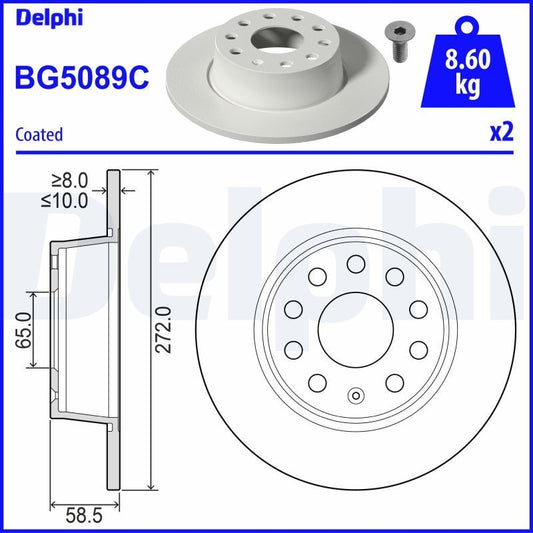 Delphi BG5089C Fren Diski Arka 2 Adet