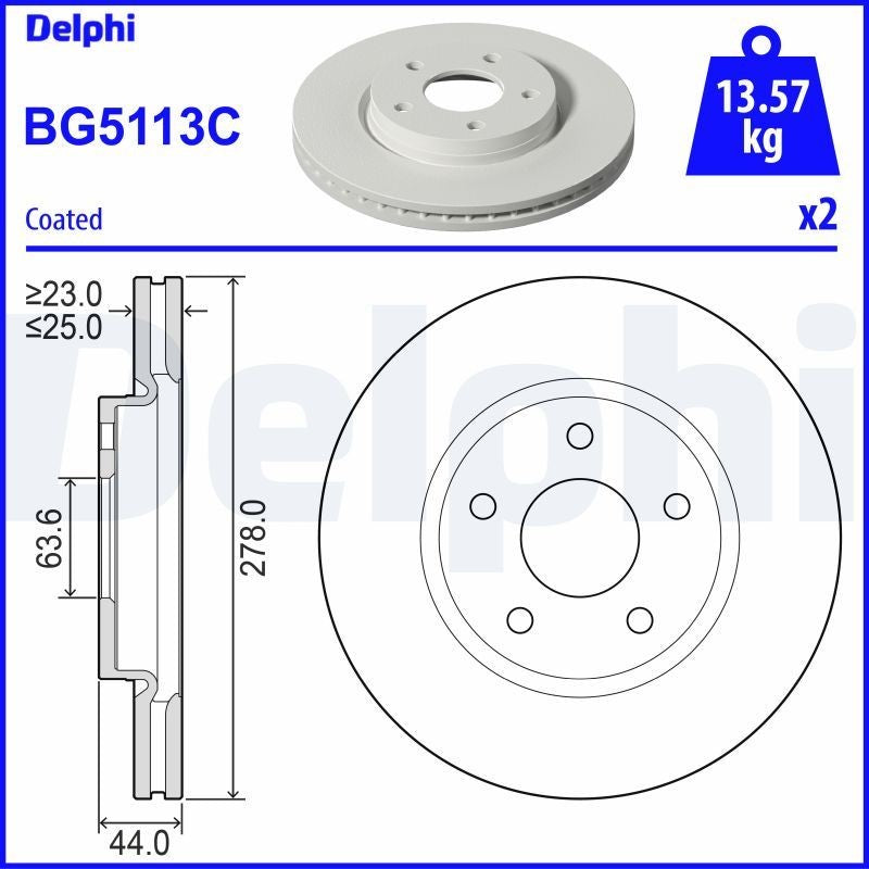 Delphi BG5113C Fren Diski Ön 2 Adet