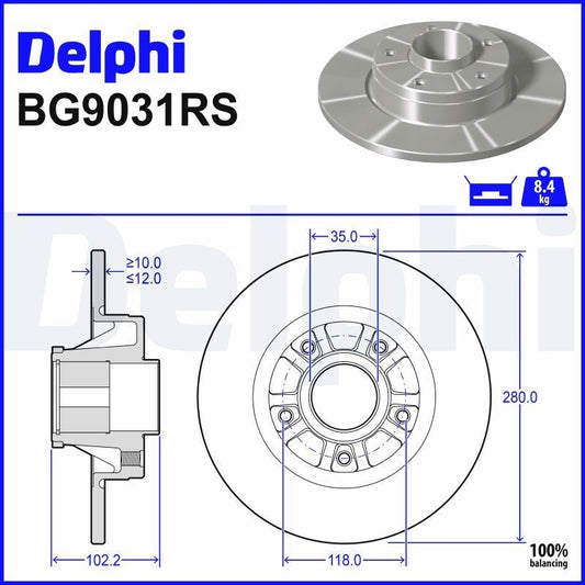 Delphi BG9031RS Fren Diski Arka 2 Adet