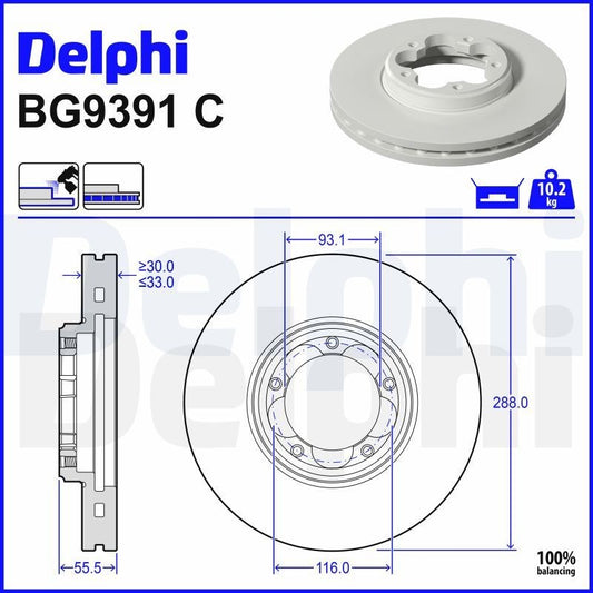 Delphi BG9391C Fren Diski Ön 2 Adet
