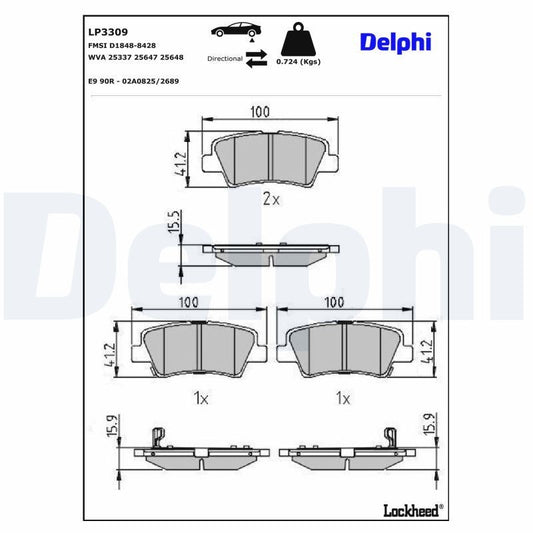 Delphi LP3309 Fren Pabuçları Arka Takım