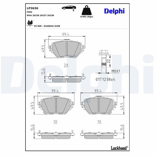 Delphi LP3636 Fren Pabuçları Arka Takım