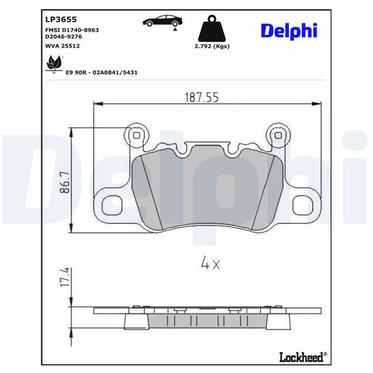 Delphi LP3655 Fren Pabuçları Arka Takım